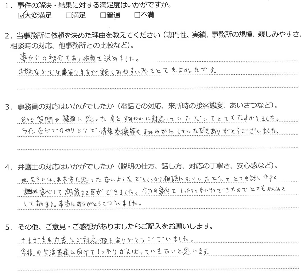 アンケート用紙